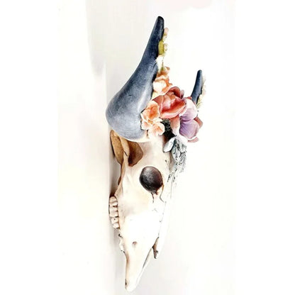 Western Cow Skull Floral Wall Art Resin Decor