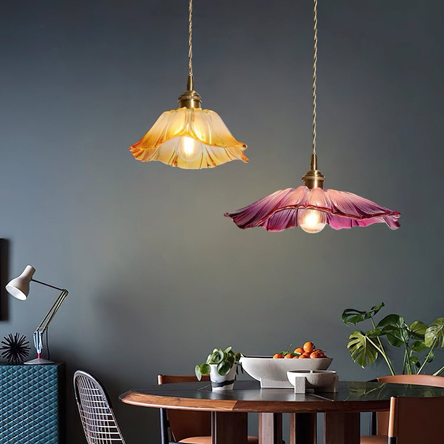 Vintage Style Glass Drop Pendant Light