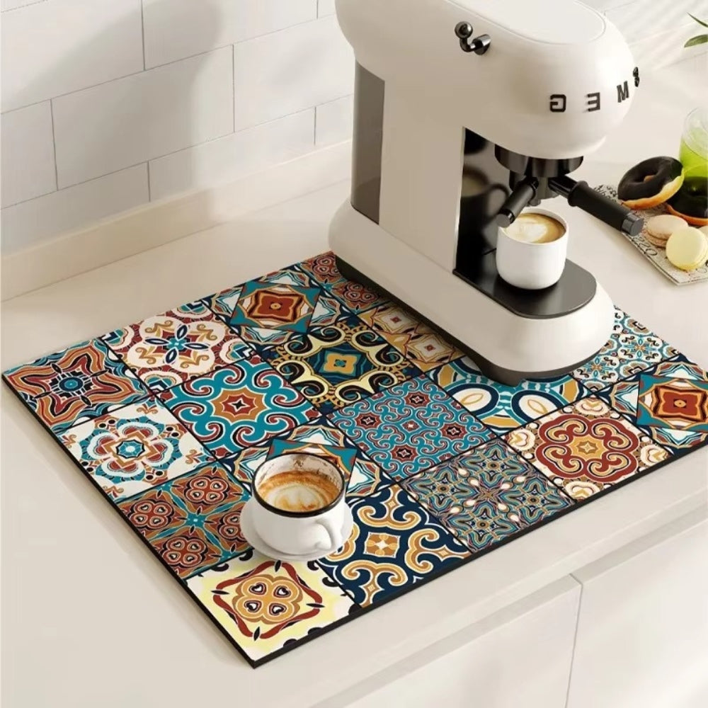 Vintage Style Ceramic Coffee Coaster Mat