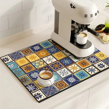 Vintage Style Ceramic Coffee Coaster Mat