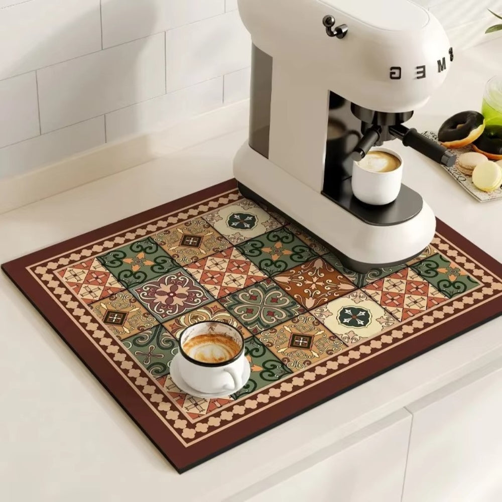 Vintage Style Ceramic Coffee Coaster Mat