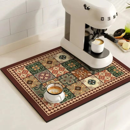 Vintage Style Ceramic Coffee Coaster Mat