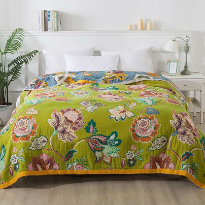 Soft Floral Throw Blanket Reversible Design - Cofik