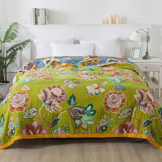 Soft Floral Throw Blanket Reversible Design - Cofik