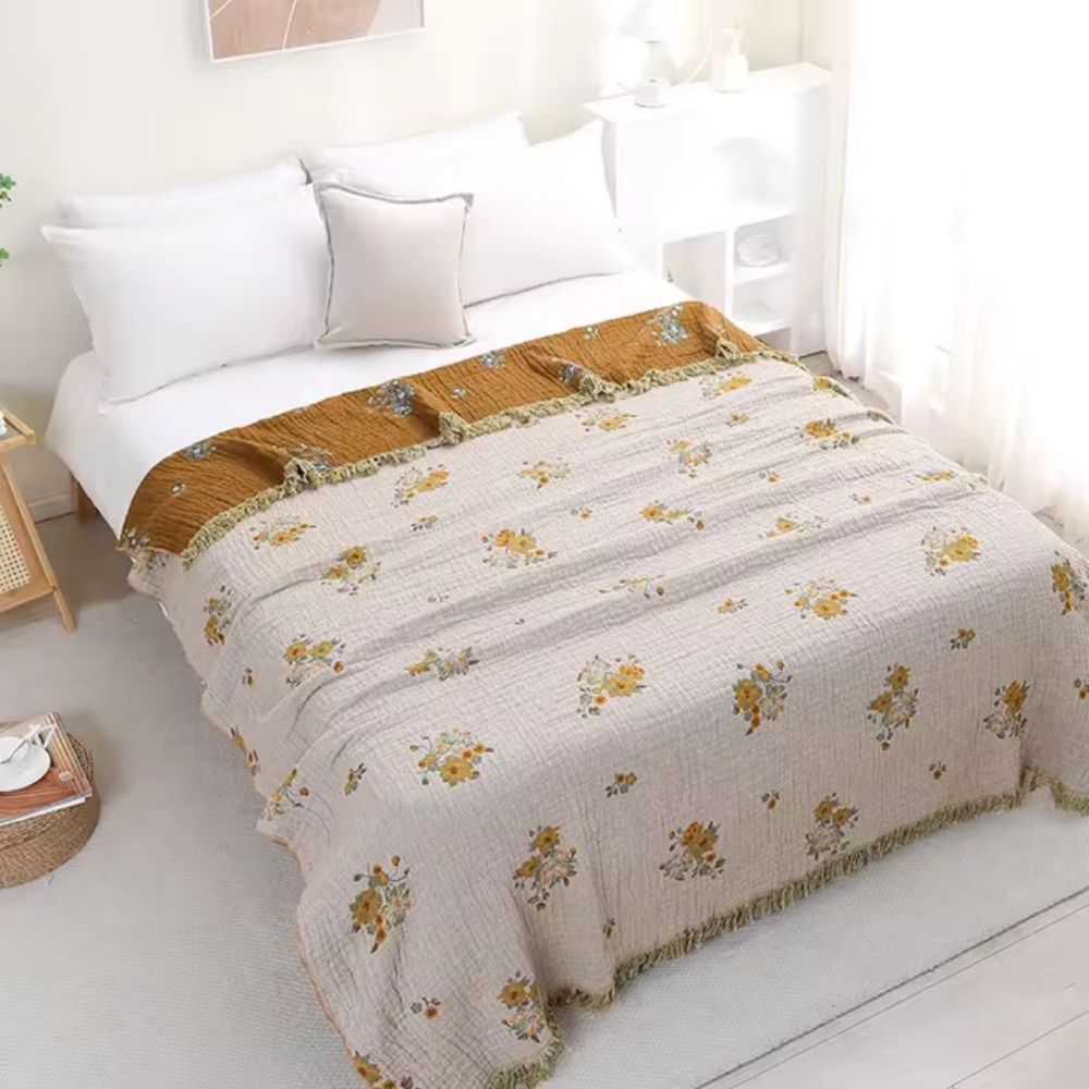 Soft Floral Throw Blanket, Classic Reversible Design - Cofik