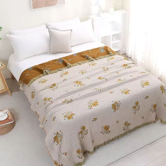 Soft Floral Throw Blanket, Classic Reversible Design - Cofik