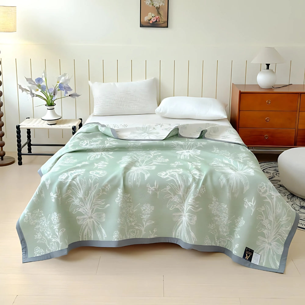 Lightweight Floral Cotton Throw Blanket - Cofik