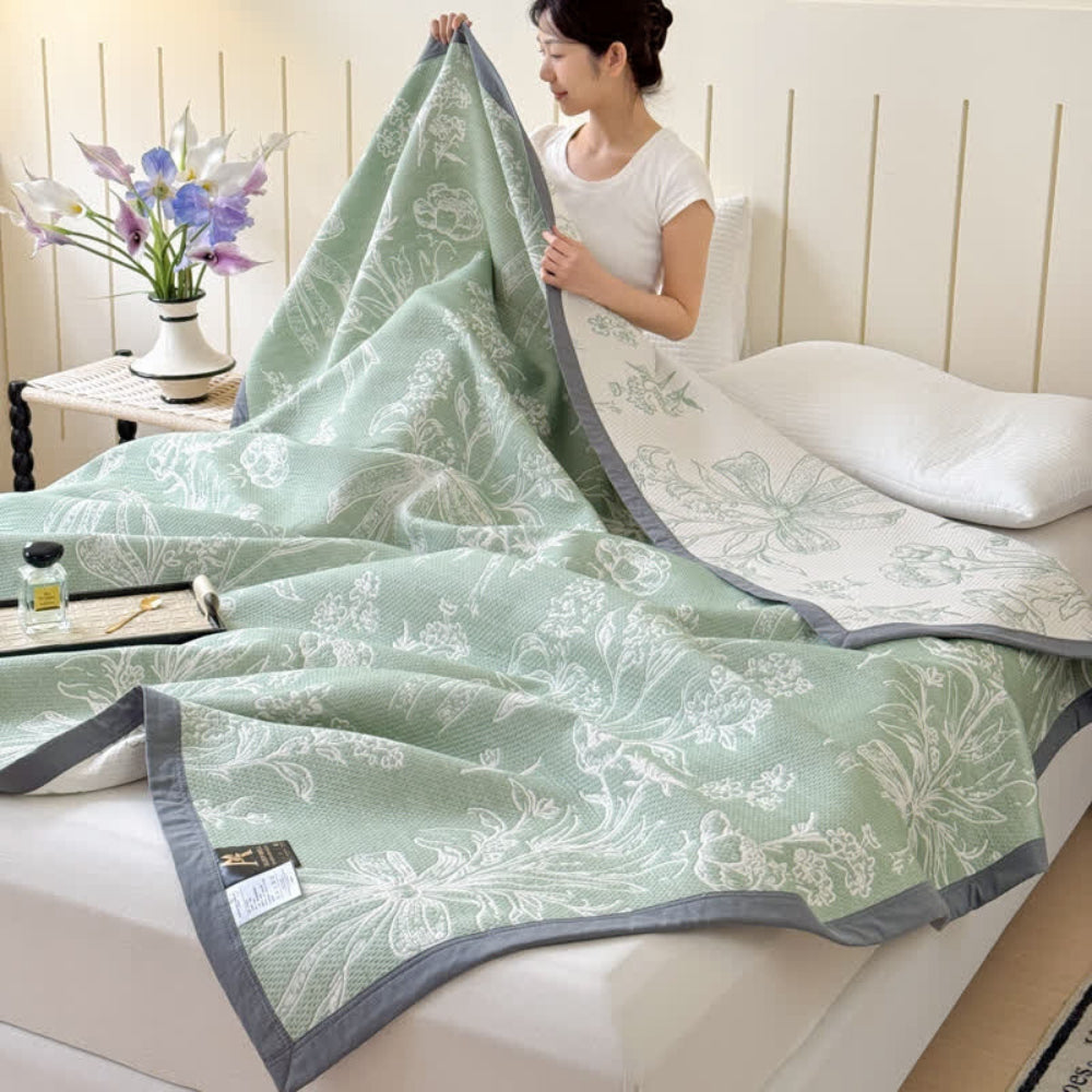 Lightweight Floral Cotton Throw Blanket