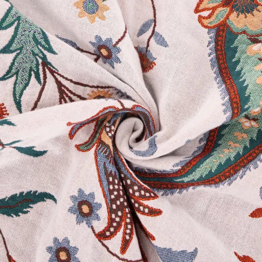 Cozy Plush Throw Blanket, 100% Cotton Floral Design