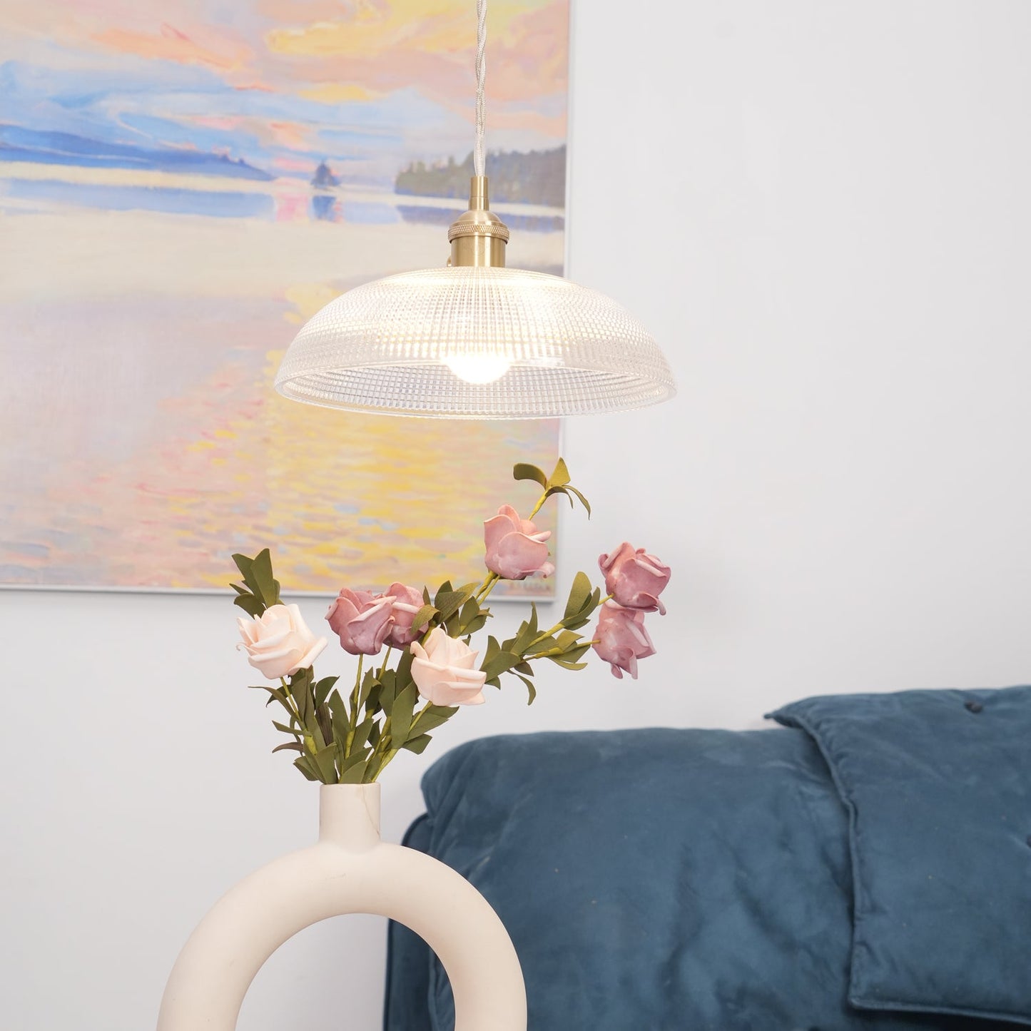 Textured Spiral Hanging Pendant Lamp