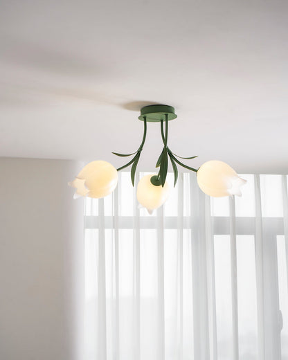 Elegant White Glass Ceiling Lamp Fixture