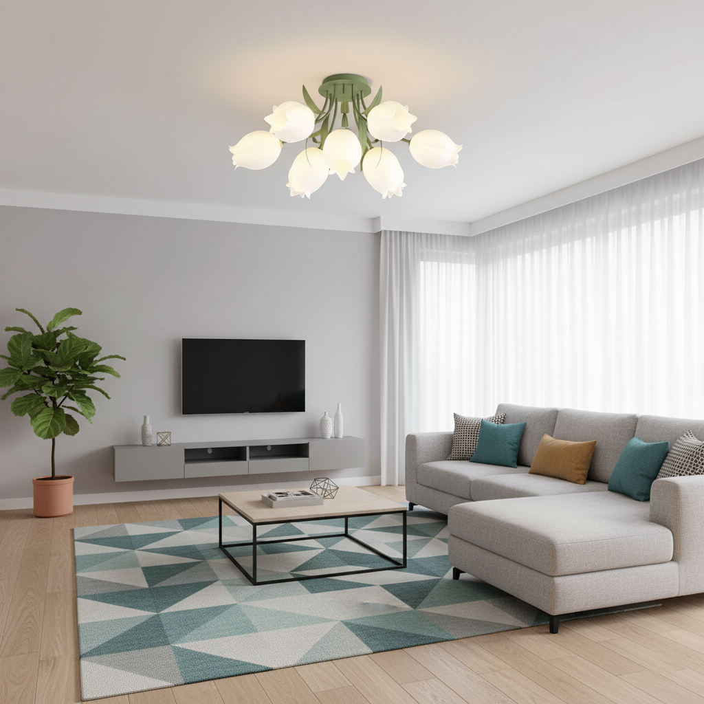 Elegant White Glass Ceiling Lamp Fixture