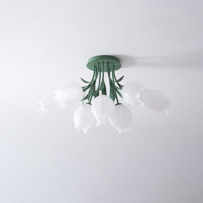 Elegant White Glass Ceiling Lamp Fixture