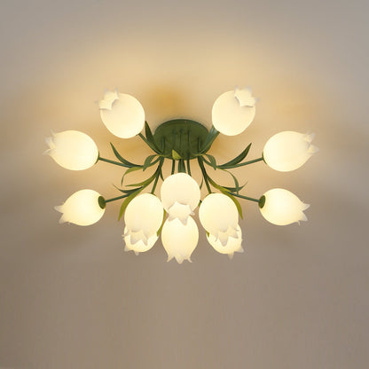 Elegant White Glass Ceiling Lamp Fixture