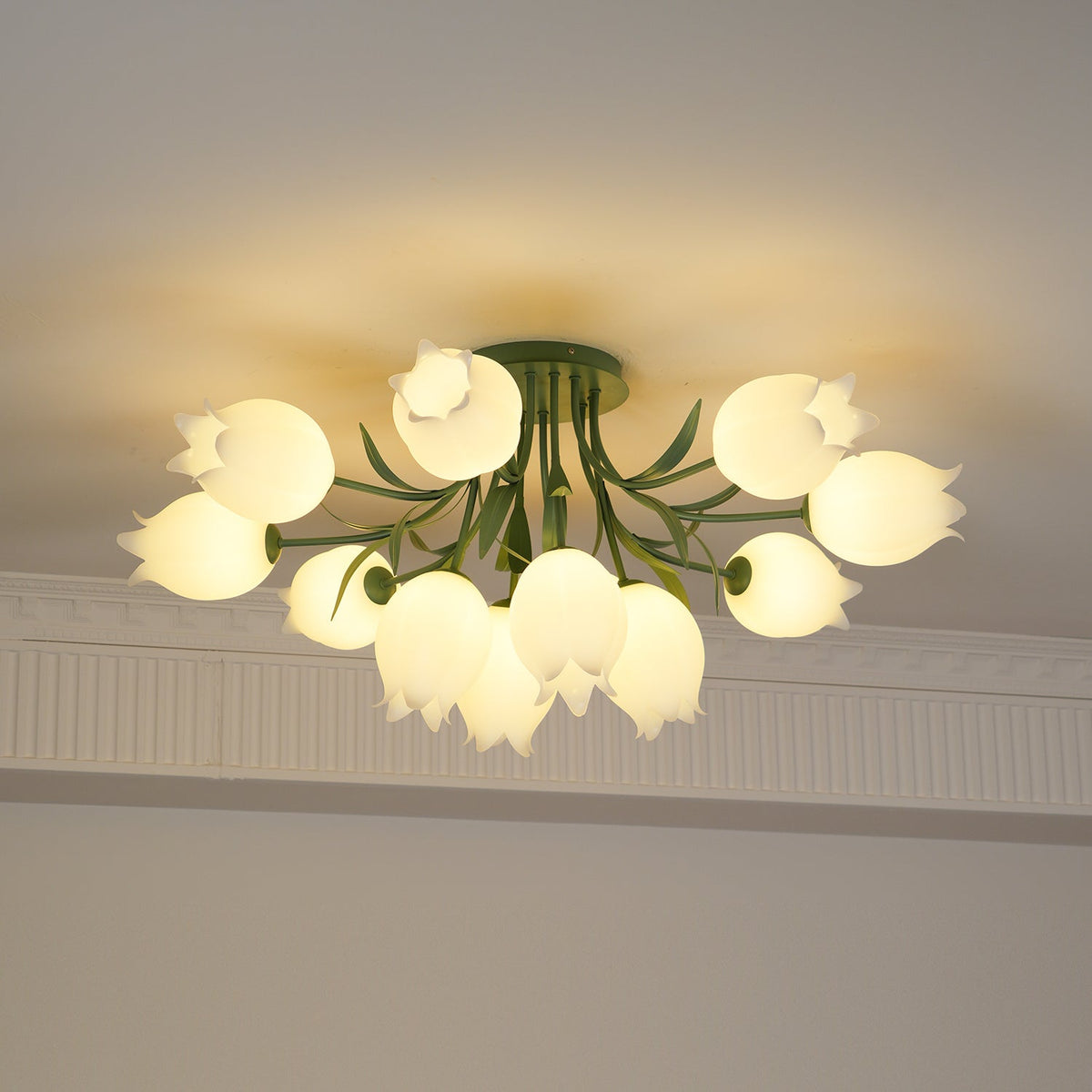 Elegant White Glass Ceiling Lamp Fixture