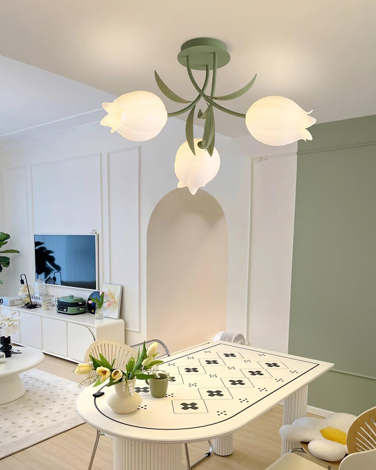 Elegant White Glass Ceiling Lamp Fixture