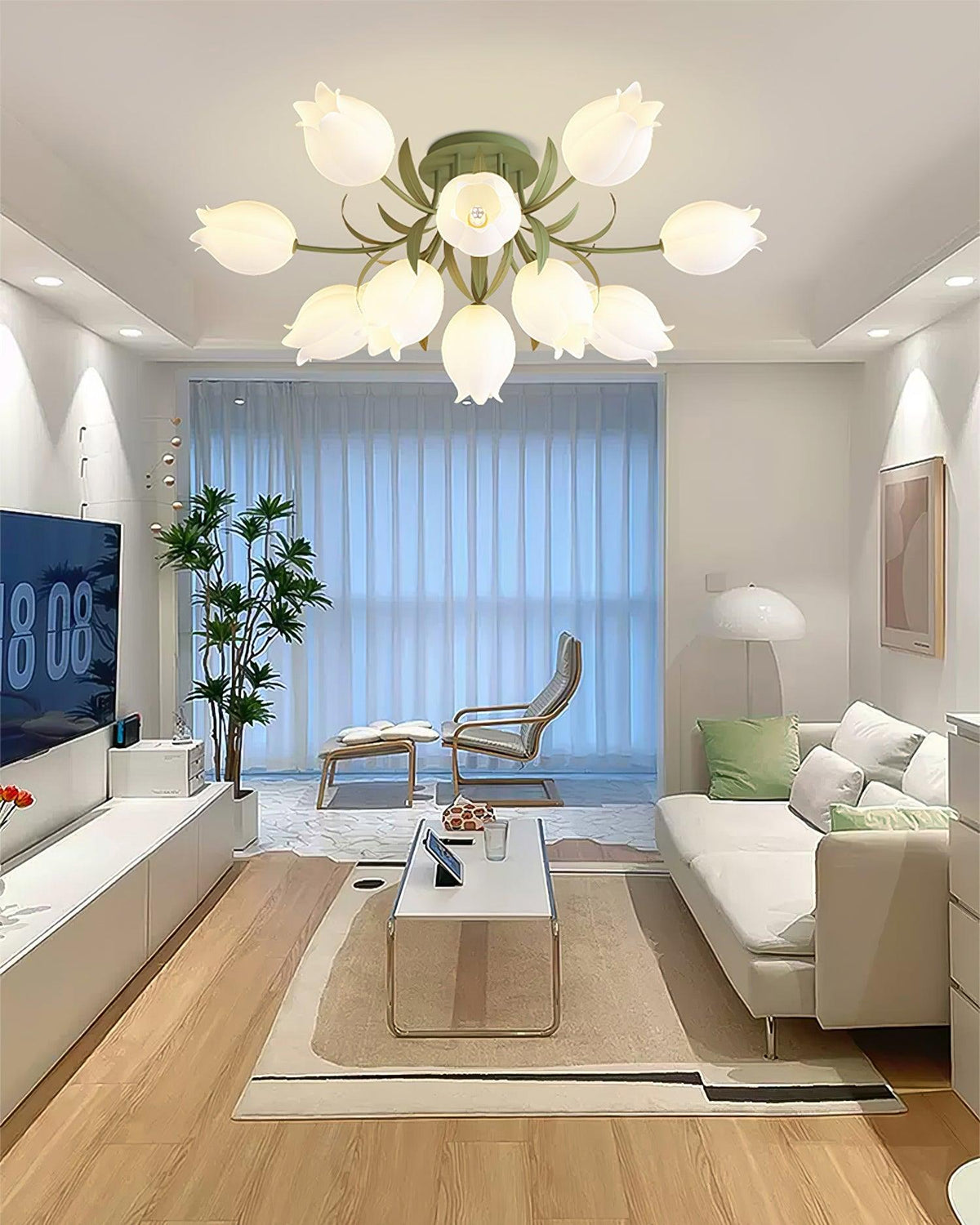 Elegant White Glass Ceiling Lamp Fixture