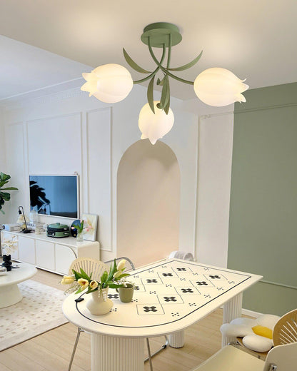 Elegant White Glass Ceiling Lamp Fixture