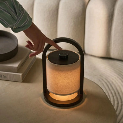 Rustic Wooden Portable Table Lamp