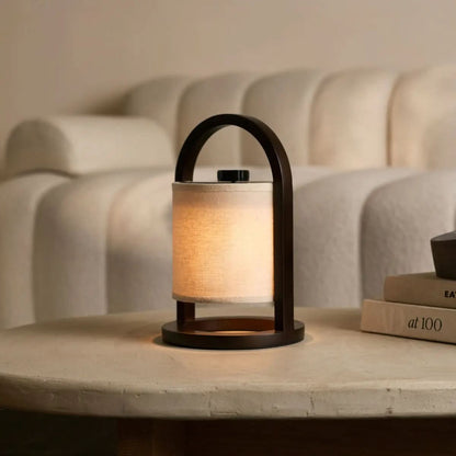 Rustic Wooden Portable Table Lamp