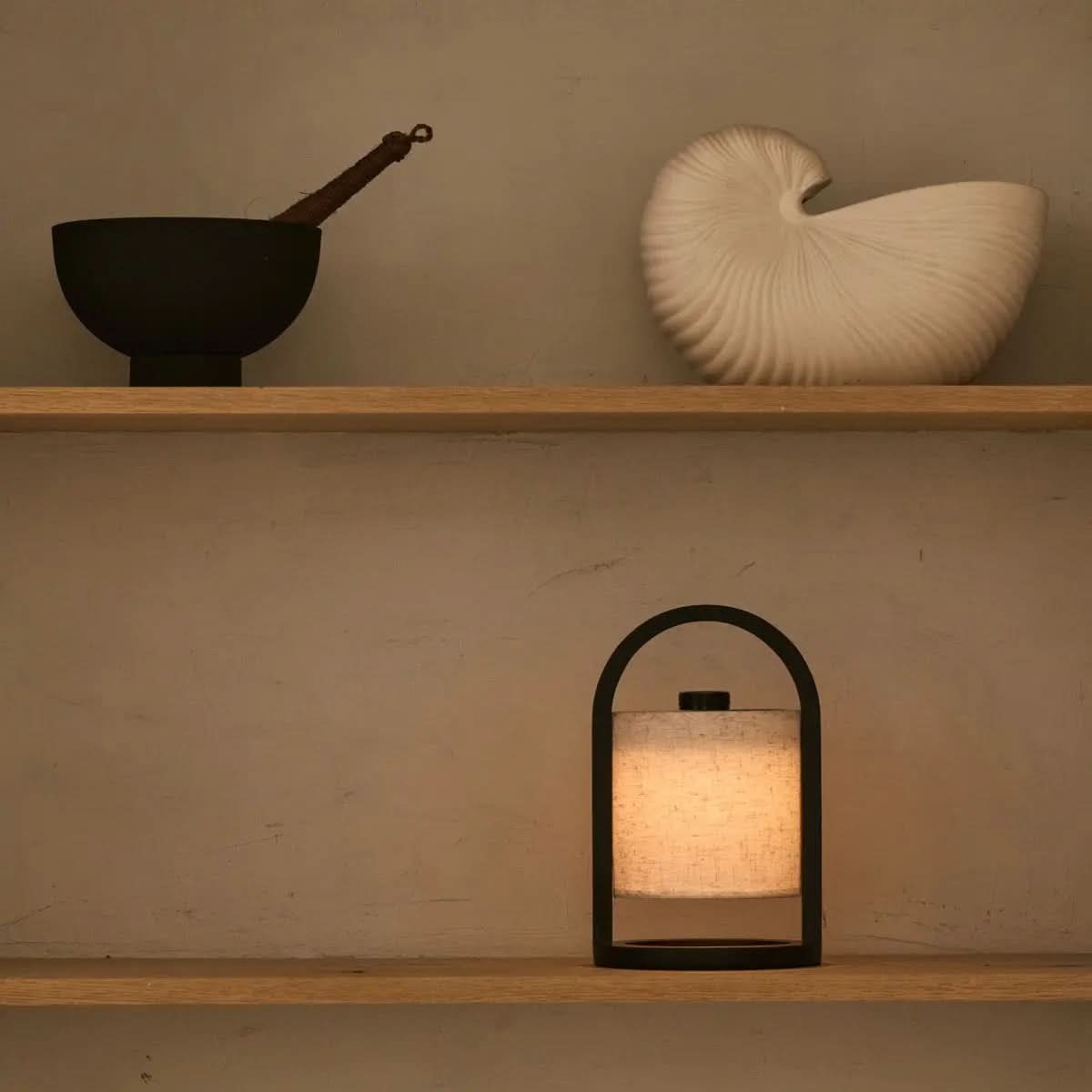 Rustic Wooden Portable Table Lamp
