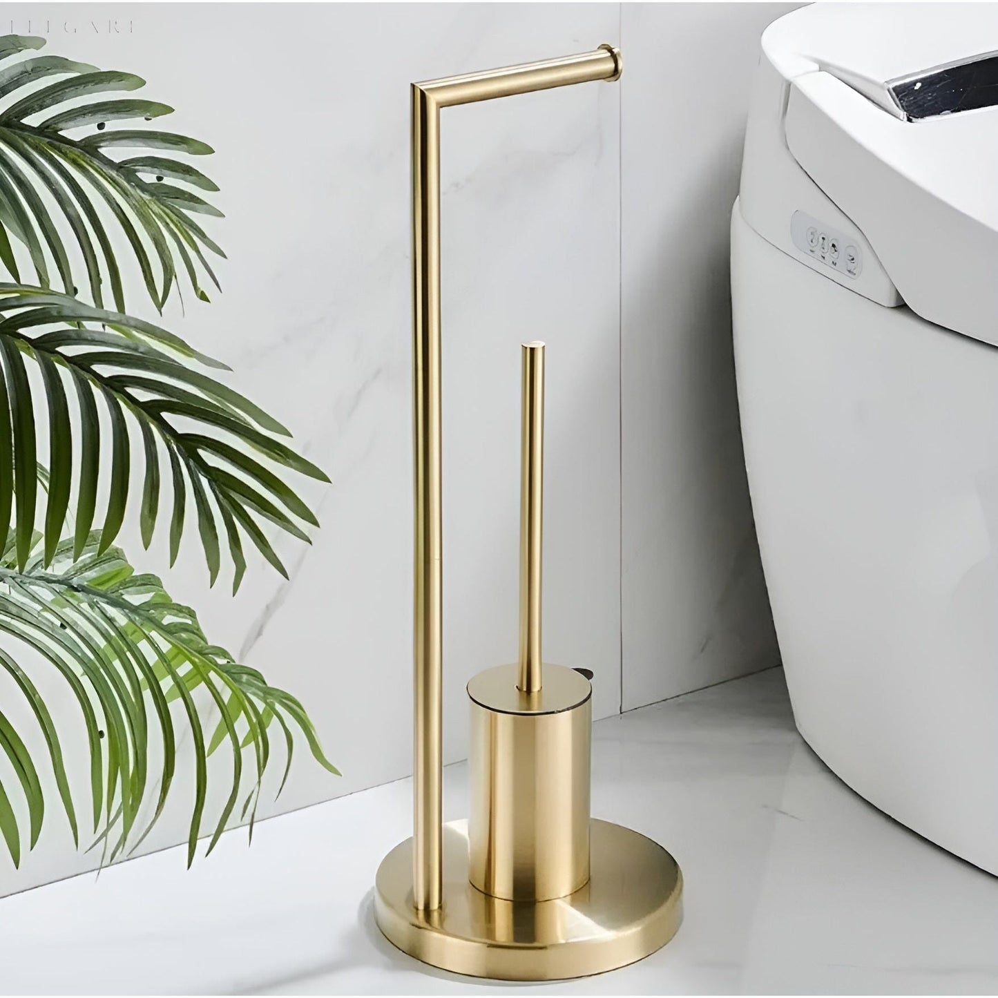 Compact Toilet Paper Holder with Brush – Sleek Bathroom Accessory