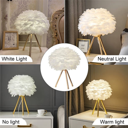 Elegant Feather Desk Lamp Soft Lighting Decoration