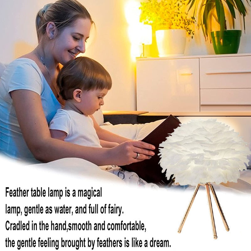Elegant Feather Desk Lamp Soft Lighting Decoration