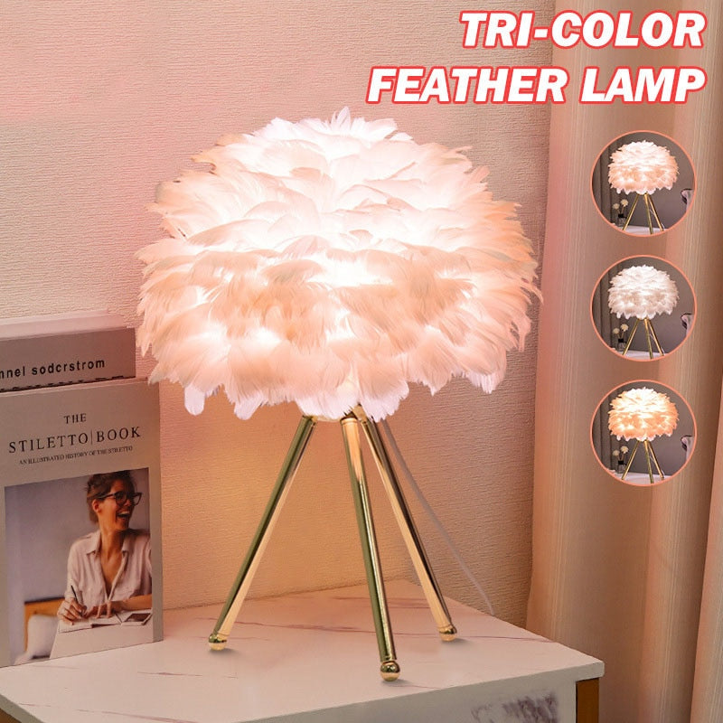 Elegant Feather Desk Lamp Soft Lighting Decoration