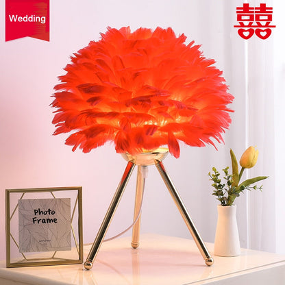 Elegant Feather Desk Lamp Soft Lighting Decoration