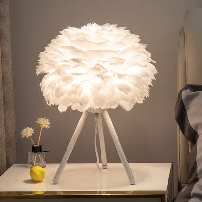 Elegant Feather Desk Lamp Soft Lighting Decoration