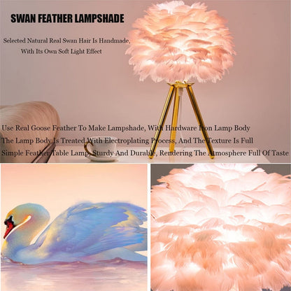 Elegant Feather Desk Lamp Soft Lighting Decoration