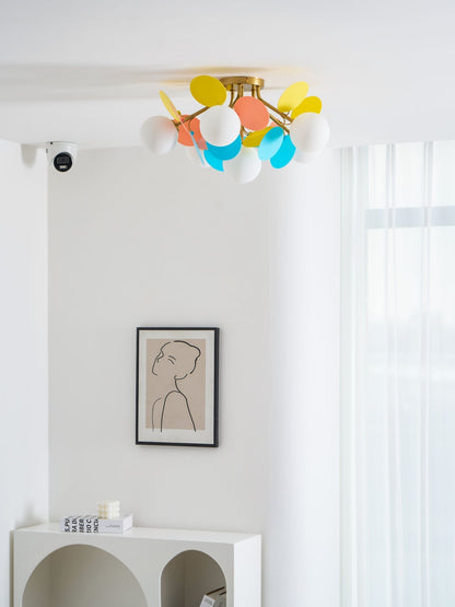 Colorful Round Pendant Lamp Metal Acrylic Ceiling Light