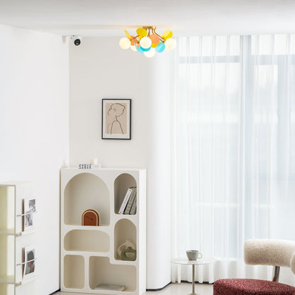 Colorful Round Pendant Lamp Metal Acrylic Ceiling Light