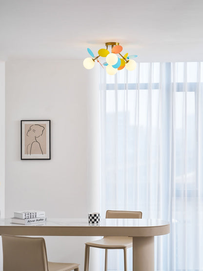 Colorful Round Pendant Lamp Metal Acrylic Ceiling Light