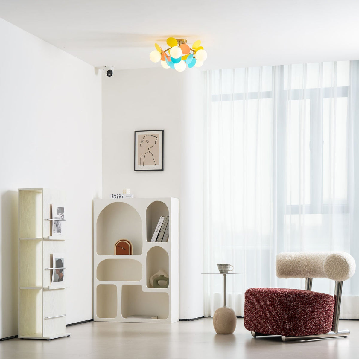 Colorful Round Pendant Lamp Metal Acrylic Ceiling Light