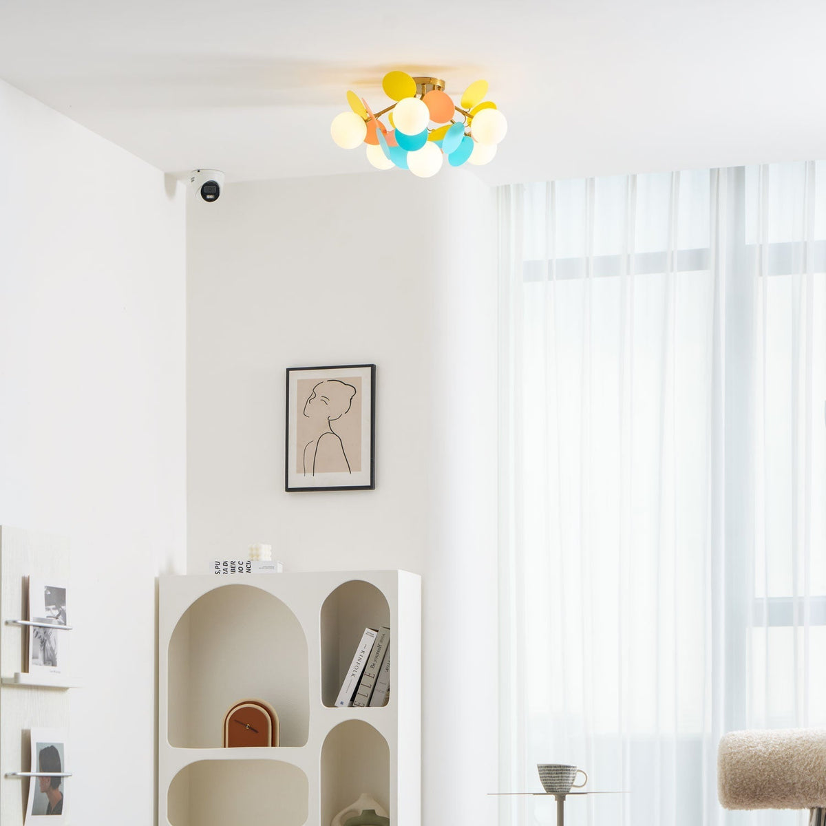 Colorful Round Pendant Lamp Metal Acrylic Ceiling Light