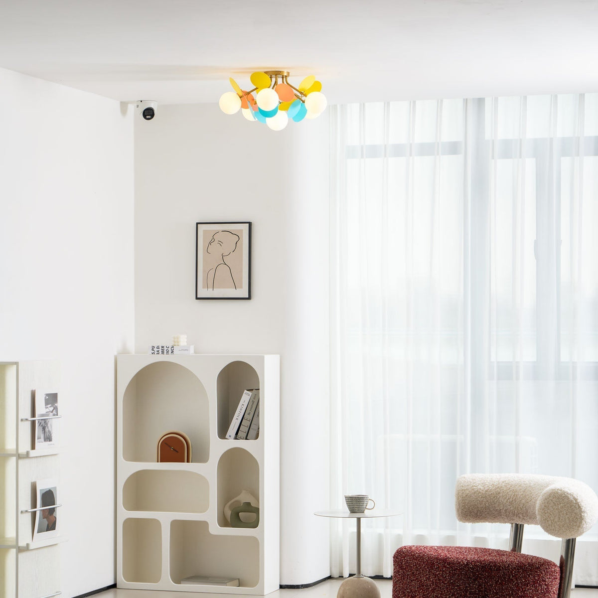 Colorful Round Pendant Lamp Metal Acrylic Ceiling Light