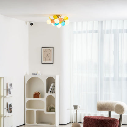 Colorful Round Pendant Lamp Metal Acrylic Ceiling Light