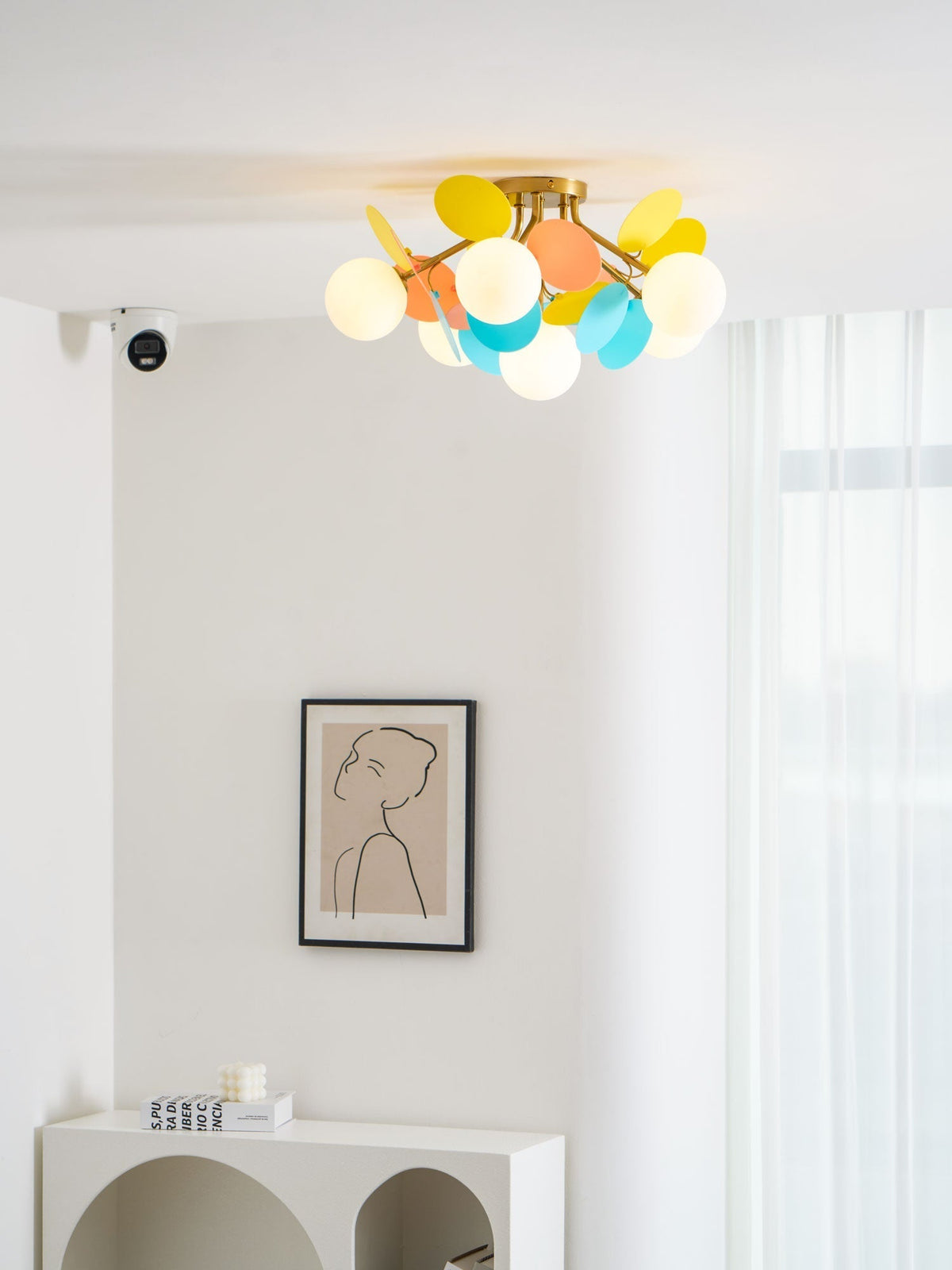 Colorful Round Pendant Lamp Metal Acrylic Ceiling Light