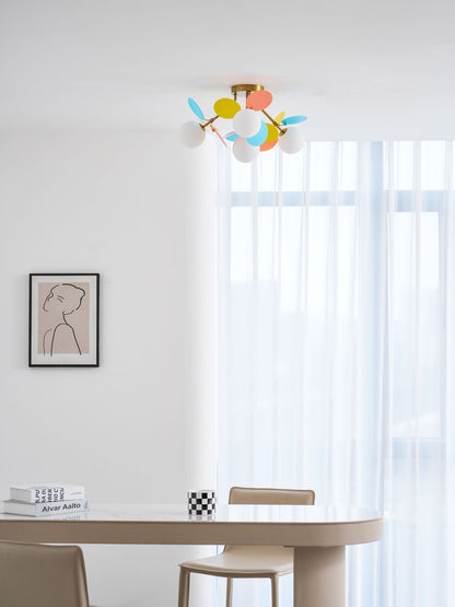 Colorful Round Pendant Lamp Metal Acrylic Ceiling Light