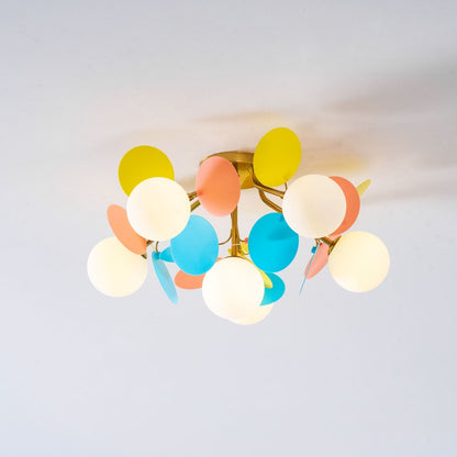 Colorful Round Pendant Lamp Metal Acrylic Ceiling Light