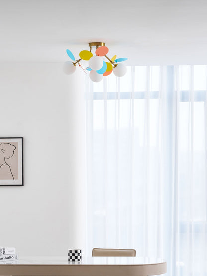 Colorful Round Pendant Lamp Metal Acrylic Ceiling Light