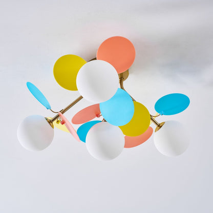 Colorful Round Pendant Lamp Metal Acrylic Ceiling Light