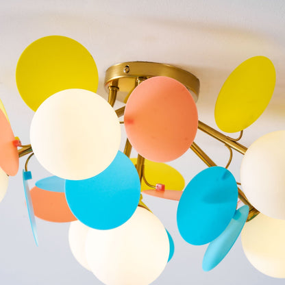 Colorful Round Pendant Lamp Metal Acrylic Ceiling Light