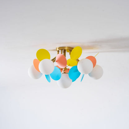 Colorful Round Pendant Lamp Metal Acrylic Ceiling Light
