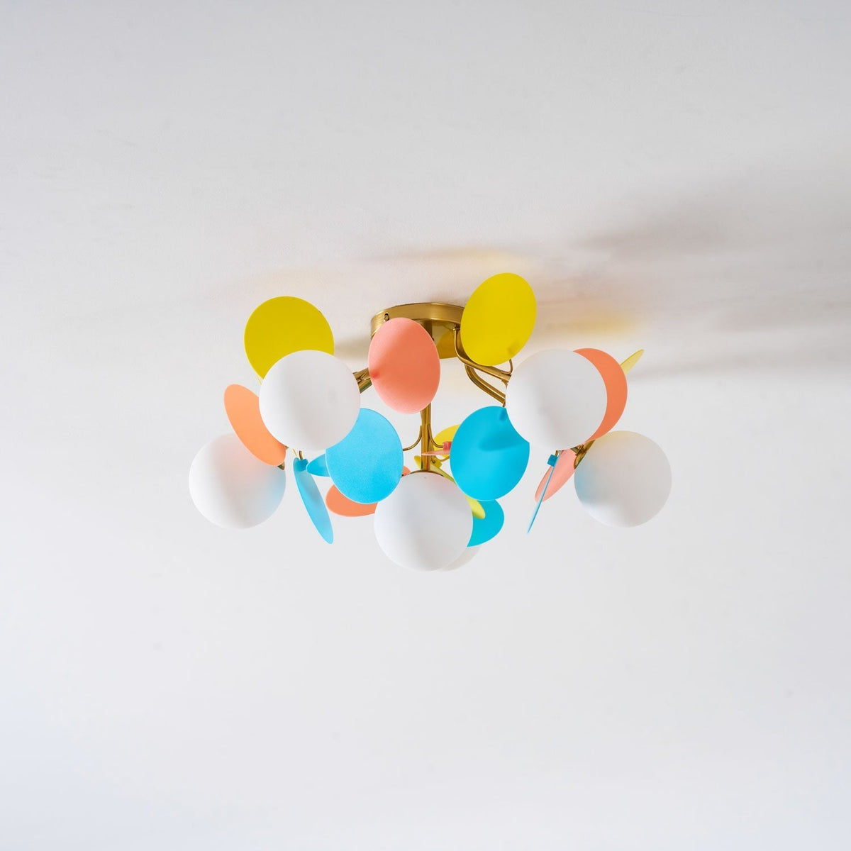 Colorful Round Pendant Lamp Metal Acrylic Ceiling Light
