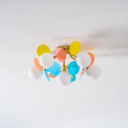 Colorful Round Pendant Lamp Metal Acrylic Ceiling Light