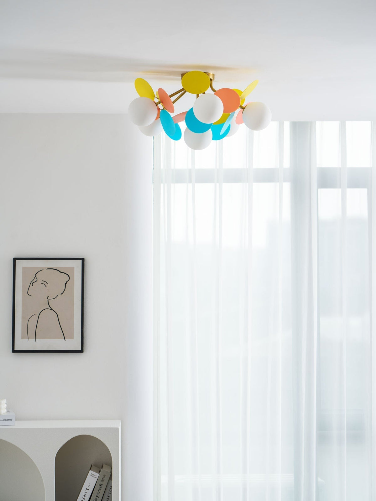 Colorful Round Pendant Lamp Metal Acrylic Ceiling Light