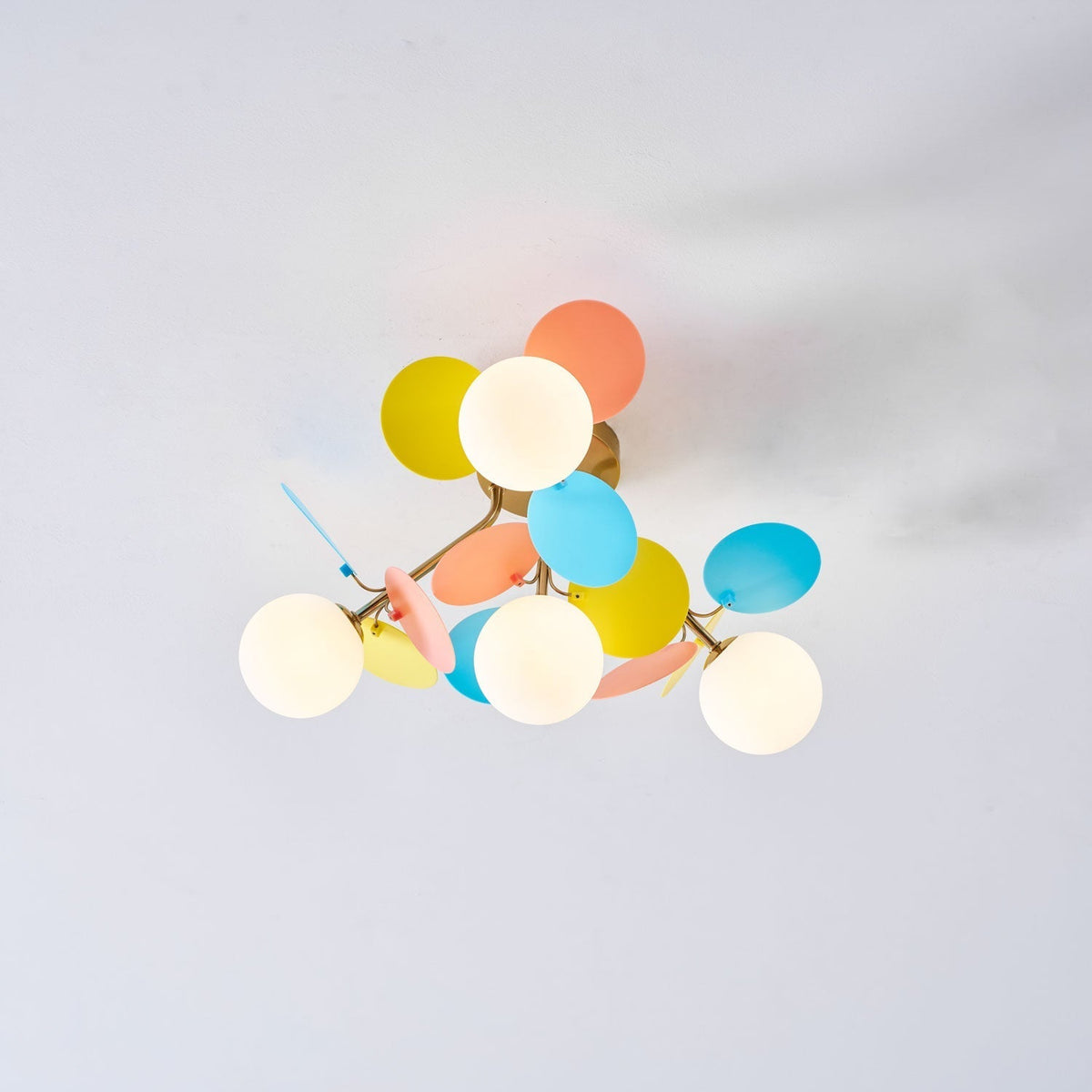 Colorful Round Pendant Lamp Metal Acrylic Ceiling Light